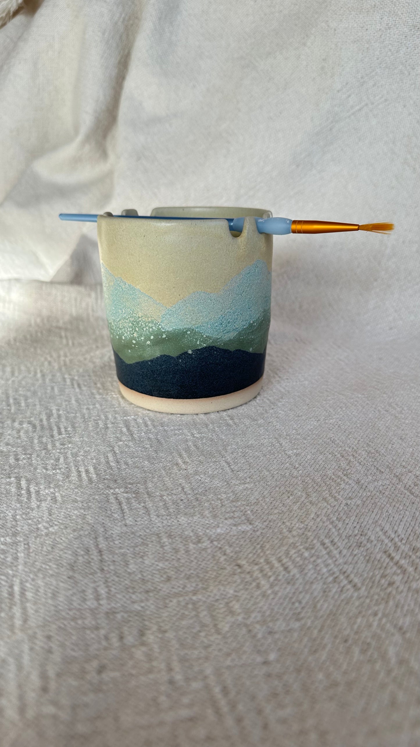 Blue Mountain Ceramic Paintbrush Pot