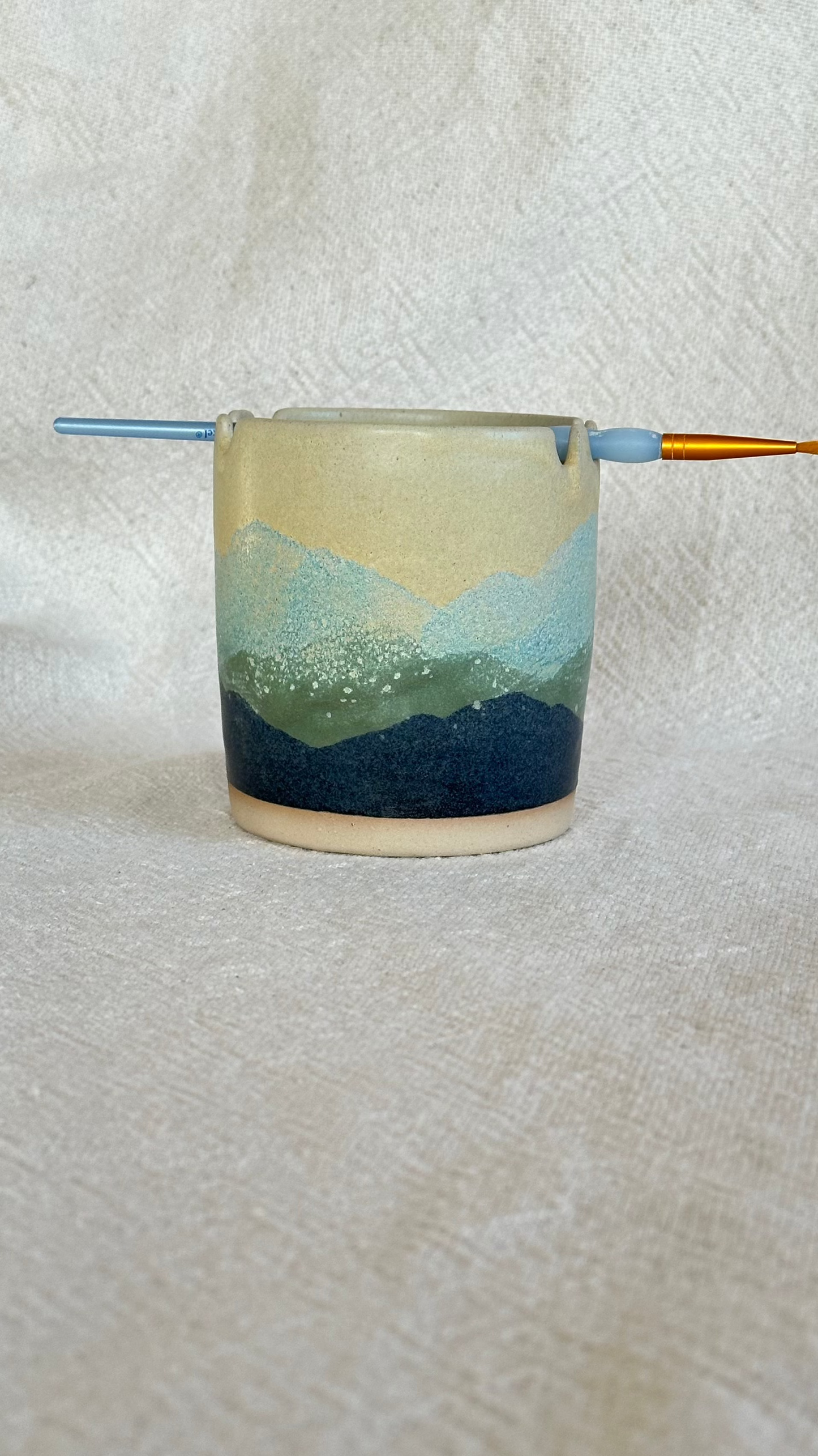 Blue Mountain Ceramic Paintbrush Pot